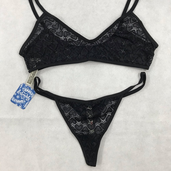 Free People Black Kelly Set Bralette Thong NWT $48 - Picture 3 of 6